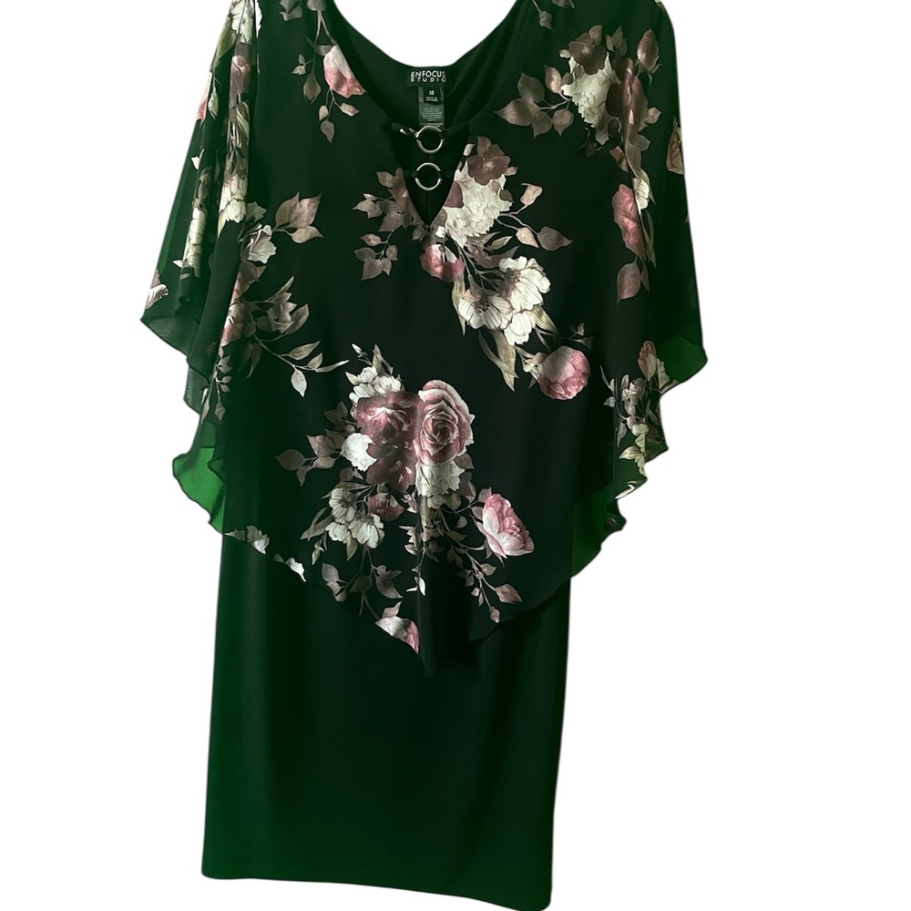 Enfocus Studio Black and Pink Floral Mini Dress